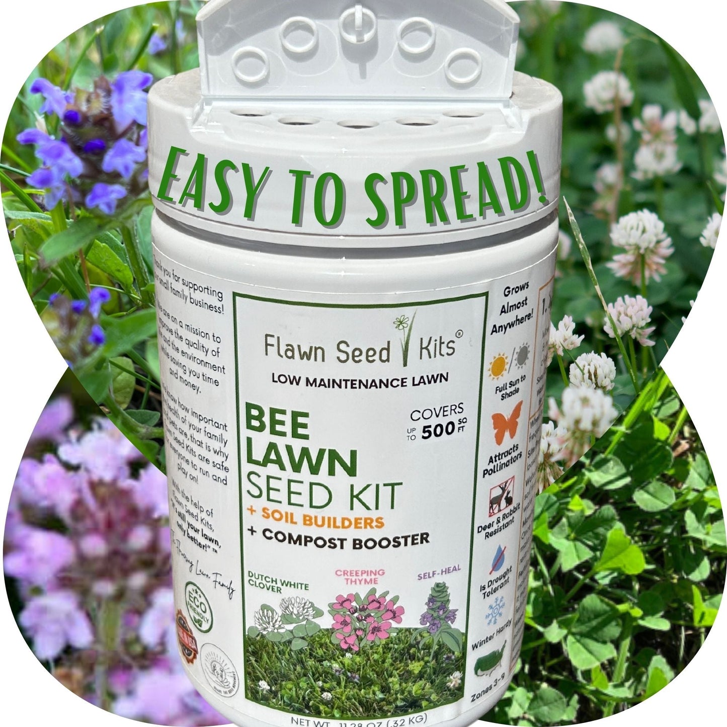 Bee Lawn Seed Kit - Easy Spread Shaker