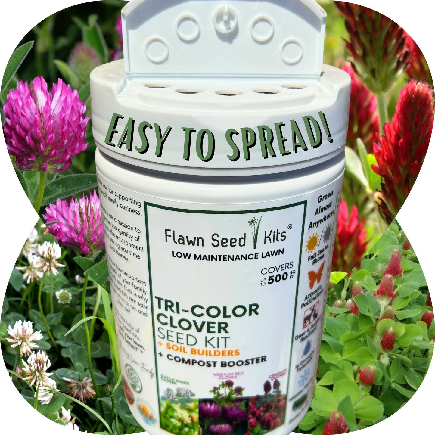 Tri-Color Clover Seed Easy Spread Shaker